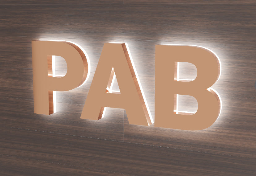 Reversed Channel Letters with Profiled Acrylic Backs