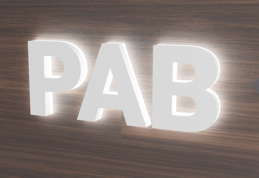 Reversed Channel Letters with Profiled Acrylic Backs