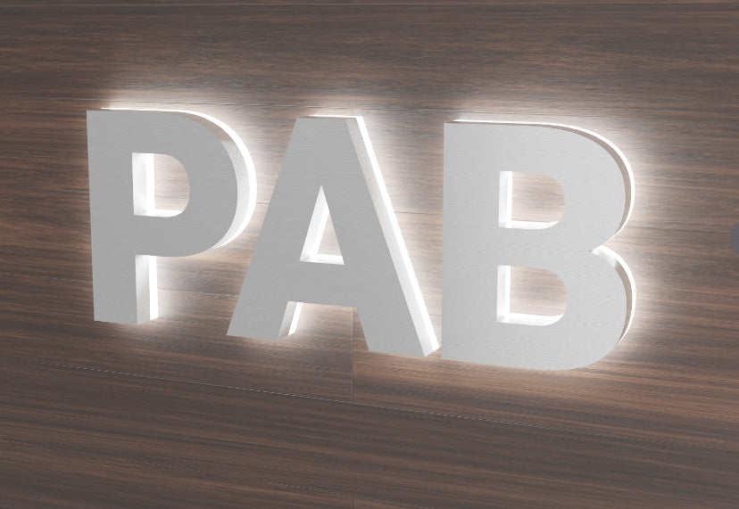 Reversed Channel Letters with Profiled Acrylic Backs
