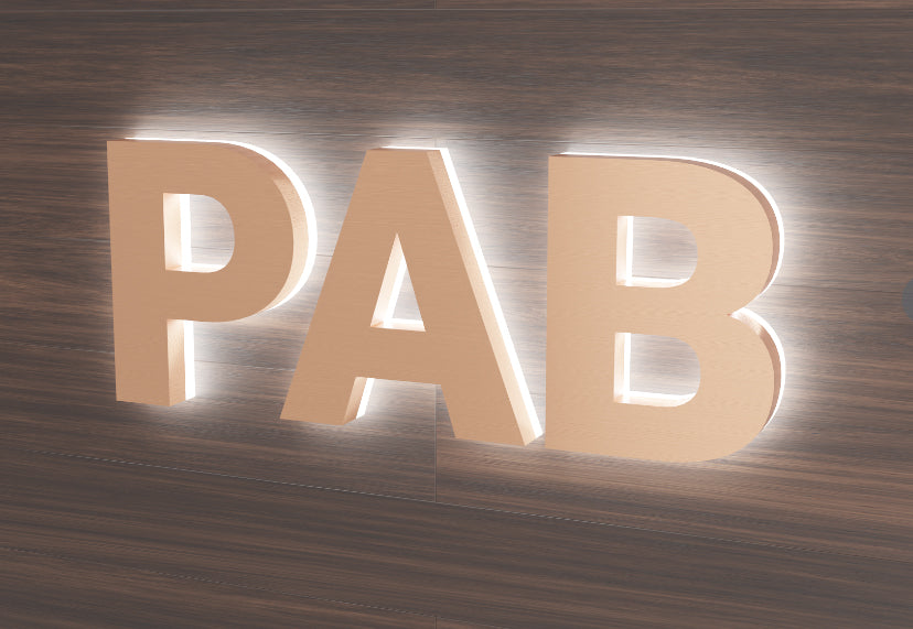 Reversed Channel Letters with Profiled Acrylic Backs