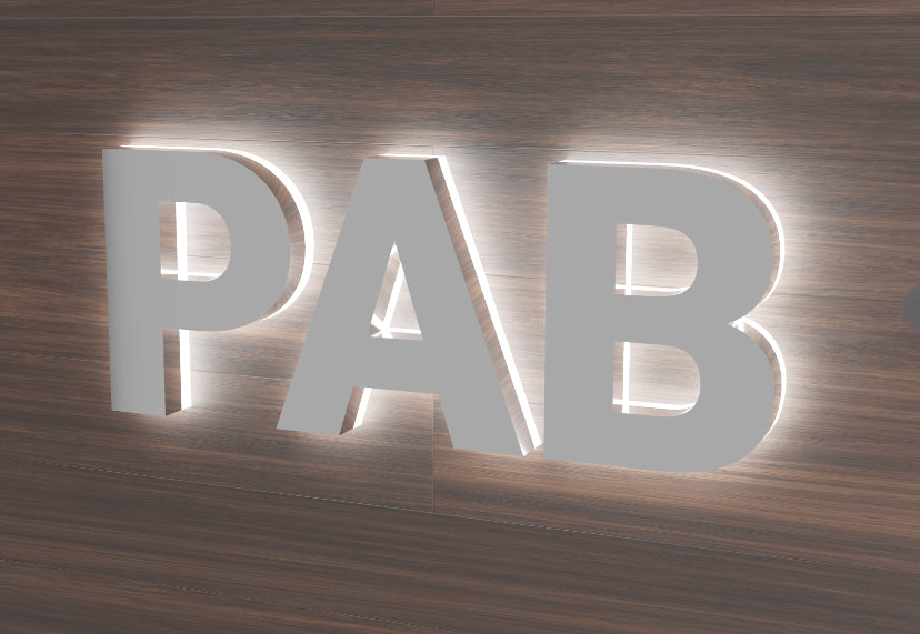Reversed Channel Letters with Profiled Acrylic Backs